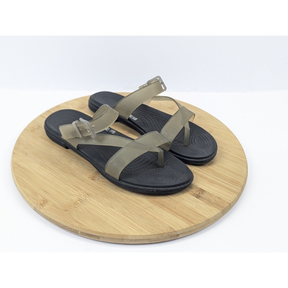 Crocs Tulum Slide Flip Flop Sandals Womens 7 Toe Post Flats Green Translucent